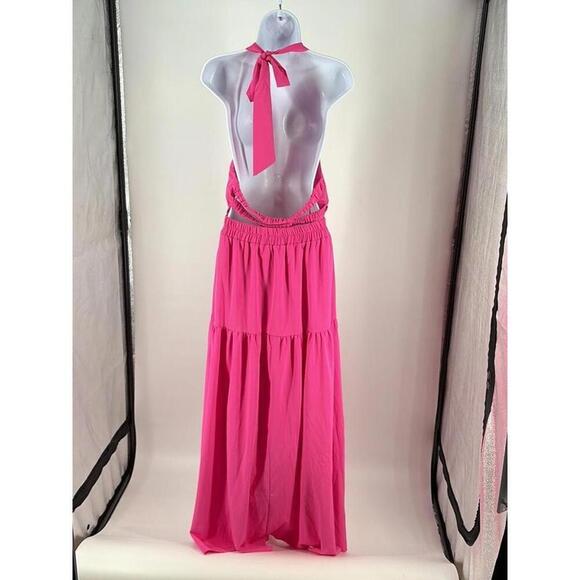 Chic Pink Maxi Dress with Tie Detail - Picture 4 of 7